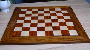 Solid Wooden Indian Chess Board in African Padauk Wood & Maple Wood with Sheesham Wood Border 23" - 58 mm Square