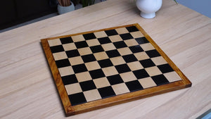 Wooden Indian Chess Board in Ebony Wood & Maple Wood with Sheesham Wood Border 19" - 55 mm Square