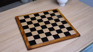 Wooden Indian Chess Board in Ebony Wood & Maple Wood with Sheesham Wood Border 19" - 55 mm Square