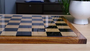 Wooden Indian Chess Board in Ebony Wood & Maple Wood with Sheesham Wood Border 19" - 55 mm Square