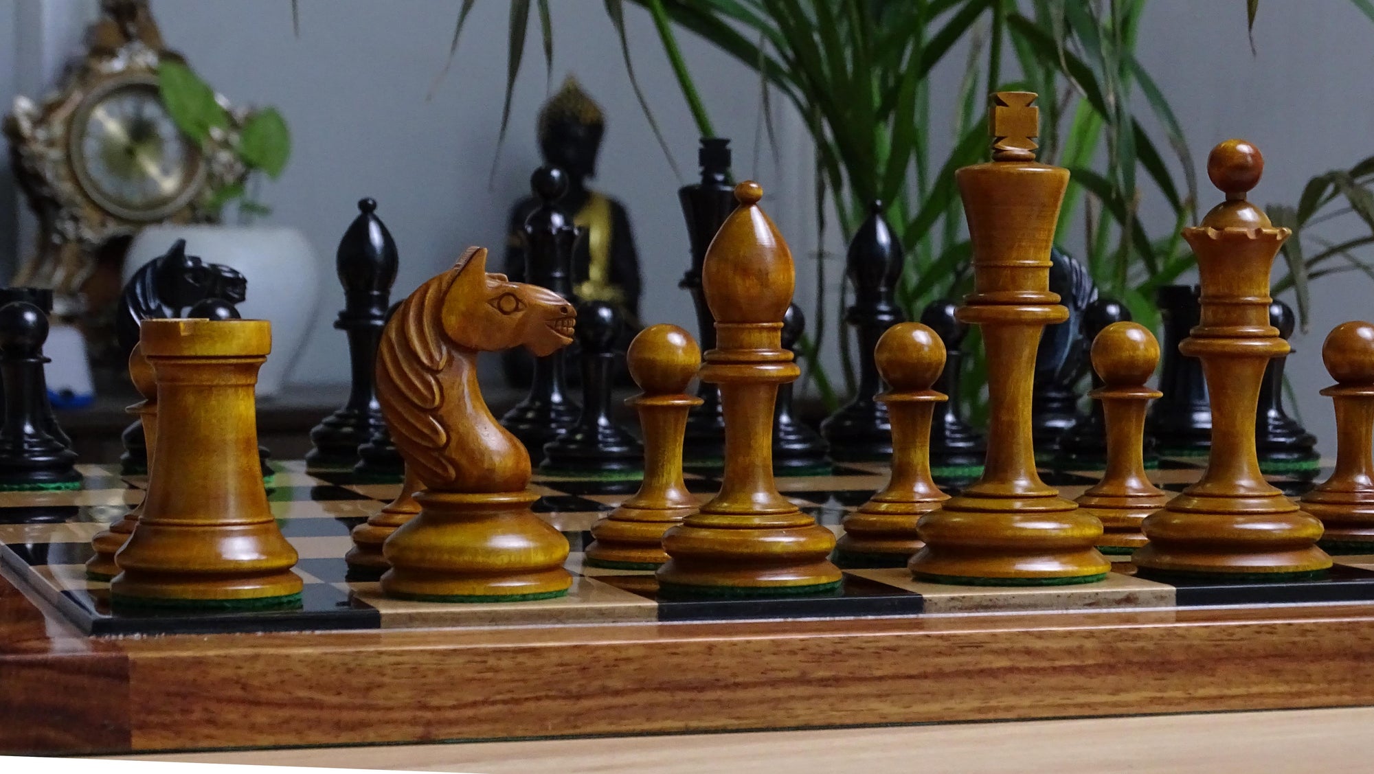 Antonio Fabiano 1933 Soviet Era Botvinnik Style Weighted Chess Pieces in Ebony & Antique 3.8 Inch King - 1150 GMS Weight