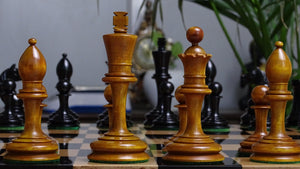 Antonio Fabiano 1933 Soviet Era Botvinnik Style Weighted Chess Pieces in Ebony & Antique 3.8 Inch King - 1150 GMS Weight