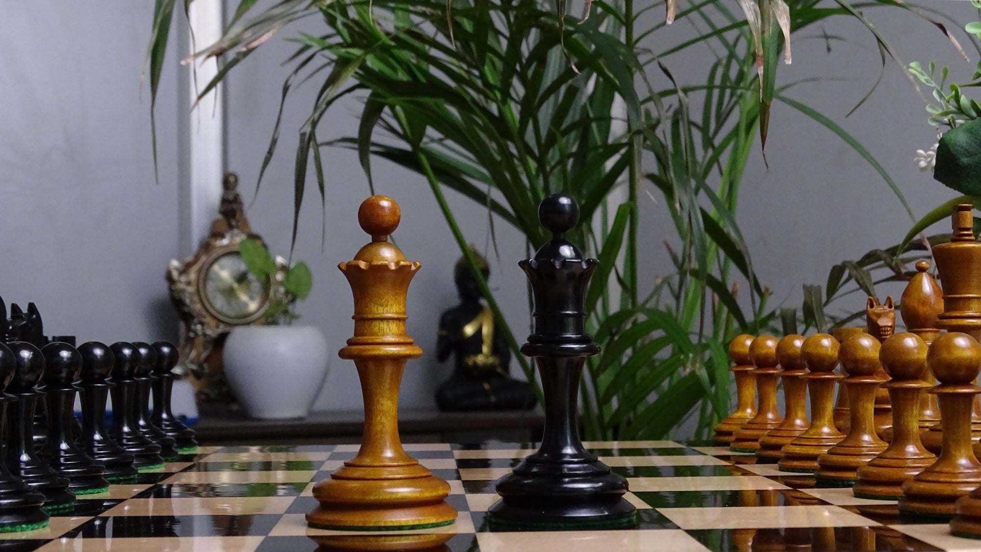 Antonio Fabiano 1933 Soviet Era Botvinnik Style Weighted Chess Pieces in Ebony & Antique 3.8 Inch King - 1150 GMS Weight