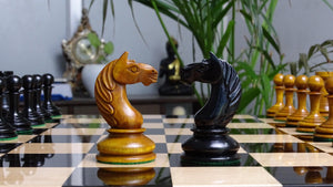 Antonio Fabiano 1933 Soviet Era Botvinnik Style Weighted Chess Pieces in Ebony & Antique 3.8 Inch King - 1150 GMS Weight