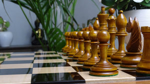 Antonio Fabiano 1933 Soviet Era Botvinnik Style Weighted Chess Pieces in Ebony & Antique 3.8 Inch King - 1150 GMS Weight