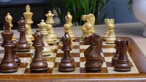 The 3.0" Stallion Weighted Staunton Chess Pieces in Sheesham Wood and Boxwood - 600 Grams Weight