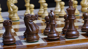 The 3.0" Stallion Weighted Staunton Chess Pieces in Sheesham Wood and Boxwood - 600 Grams Weight