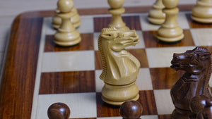 The 3.0" Stallion Weighted Staunton Chess Pieces in Sheesham Wood and Boxwood - 600 Grams Weight