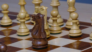 The 3.0" Stallion Weighted Staunton Chess Pieces in Sheesham Wood and Boxwood - 600 Grams Weight