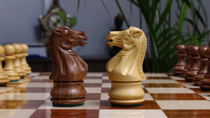 The 3.0" Stallion Weighted Staunton Chess Pieces in Sheesham Wood and Boxwood - 600 Grams Weight