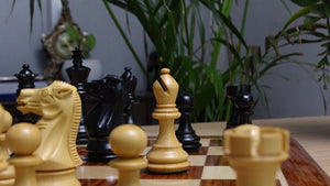 The Stallion Weighted Chess Pieces in Ebonized Wood and Boxwood 3.0" King- 600 Grams Weight