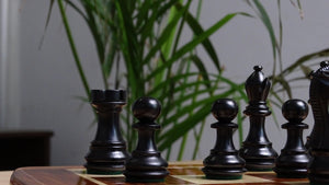 The Stallion Weighted Chess Pieces in Ebonized Wood and Boxwood 3.0" King- 600 Grams Weight