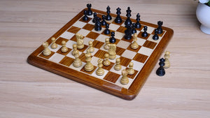 The Stallion Weighted Chess Pieces in Ebonized Wood and Boxwood 3.0" King- 600 Grams Weight