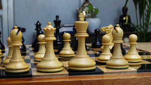 The Japanese Golden Castle "The Craftsman" Master Chess Set Pieces Only in Ebony & Boxwood 3.50 inch King - 1300 Grams Weight