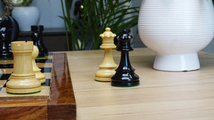 The Repro of 1962 Stockholm Interzonal Chess Championship Chess Pieces in Ebonized & Boxwood 3.75 inch King - 1200 Grams Weight