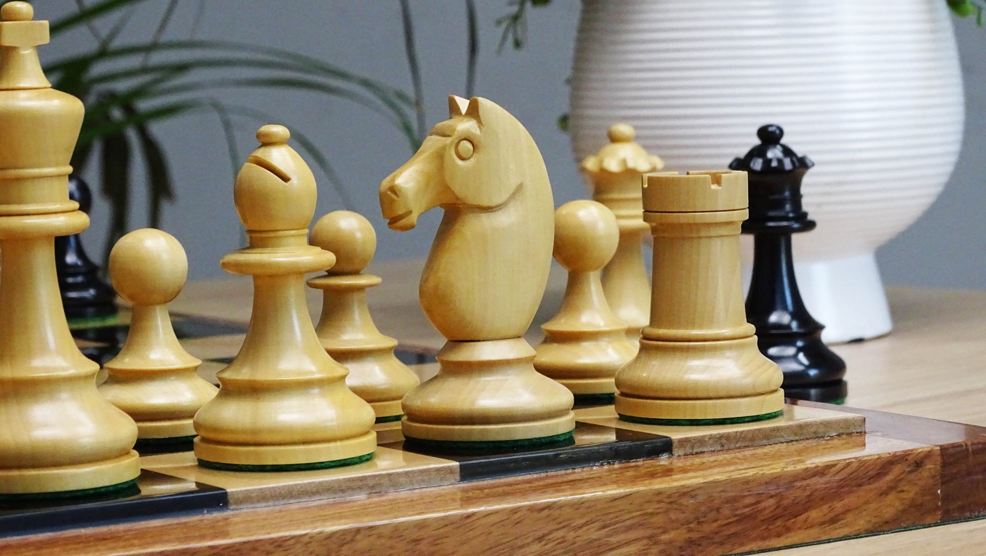 The Repro of 1962 Stockholm Interzonal Chess Championship Chess Pieces in Ebonized & Boxwood 3.75 inch King - 1200 Grams Weight