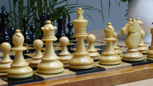 The Repro of 1962 Stockholm Interzonal Chess Championship Chess Pieces in Ebonized & Boxwood 3.75 inch King - 1200 Grams Weight