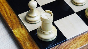 The Repro of 1962 Stockholm Interzonal Chess Championship Chess Pieces in Ebonized & Boxwood 3.75 inch King - 1200 Grams Weight