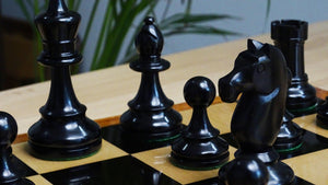 The Repro of 1962 Stockholm Interzonal Chess Championship Chess Pieces in Ebonized & Boxwood 3.75 inch King - 1200 Grams Weight