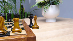 The 1849 Cooke Type 2 Jaques Staunton Weighted 3.5 inch King Chess Pieces in Ebony wood and Vintage Antique Boxwood - 1100 Grams Weight