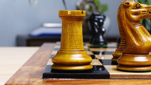 The 1849 Cooke Type 2 Jaques Staunton Weighted 3.5 inch King Chess Pieces in Ebony wood and Vintage Antique Boxwood - 1100 Grams Weight