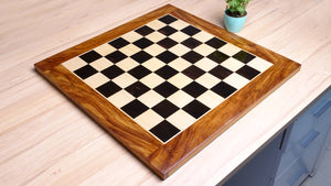 23 inch Square Solid Wood Chess Board in Ebony & Maple Wood w/ Sheesham Border