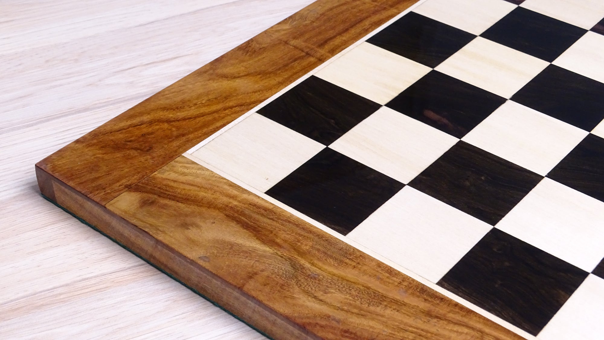 23 inch Square Solid Wood Chess Board in Ebony & Maple Wood w/ Sheesham Border