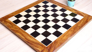 23 inch Square Solid Wood Chess Board in Ebony & Maple Wood w/ Sheesham Border