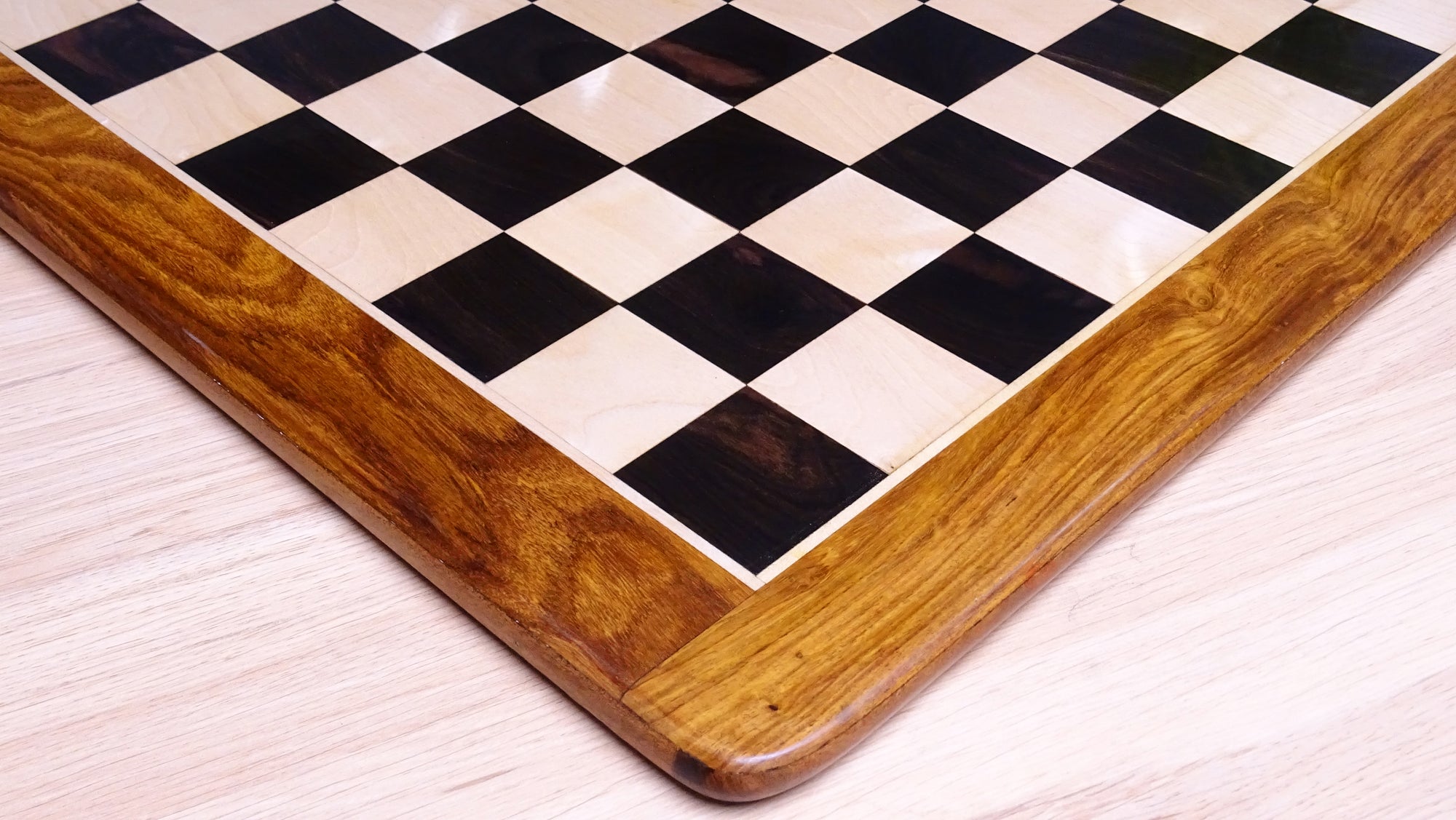 21 inch Solid Wood Chess Board in Ebony Wood and Maple Wood - 53mm