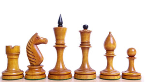 The Repro of Averbakh 1949 Moscow Chess Championship Chess Pieces in Ebonized & Antiqued Boxwood - 4.20 inch King