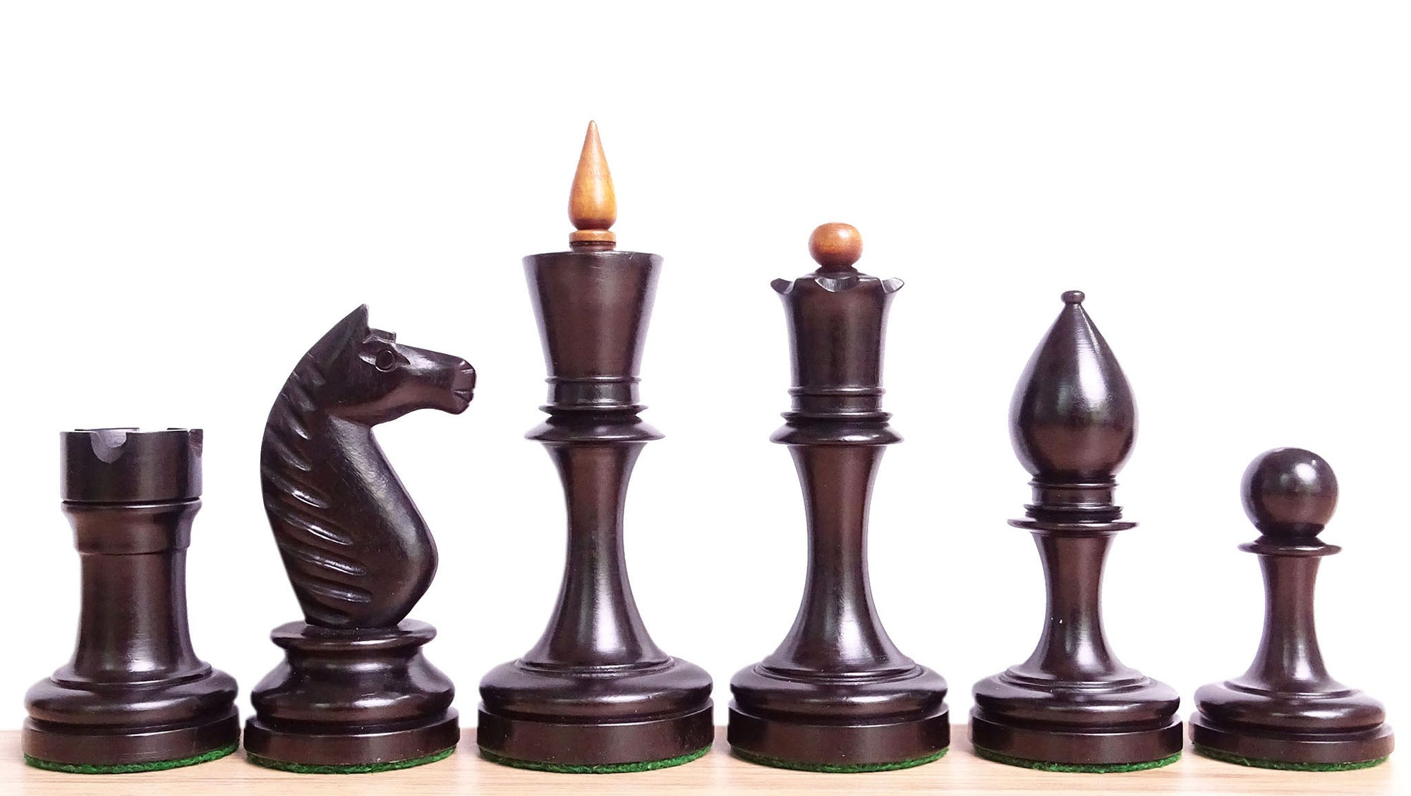 The Repro of Averbakh 1949 Moscow Chess Championship Chess Pieces in Ebonized & Antiqued Boxwood - 4.20 inch King