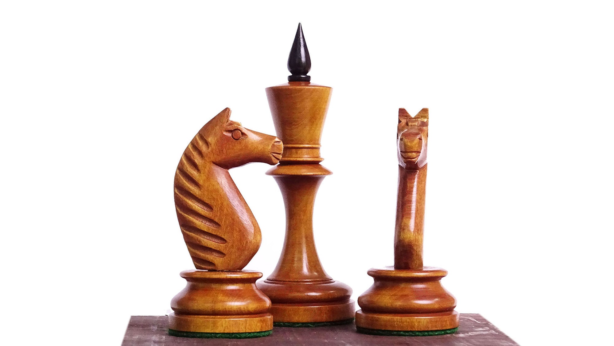 The Repro of Averbakh 1949 Moscow Chess Championship Chess Pieces in Ebonized & Antiqued Boxwood - 4.20 inch King