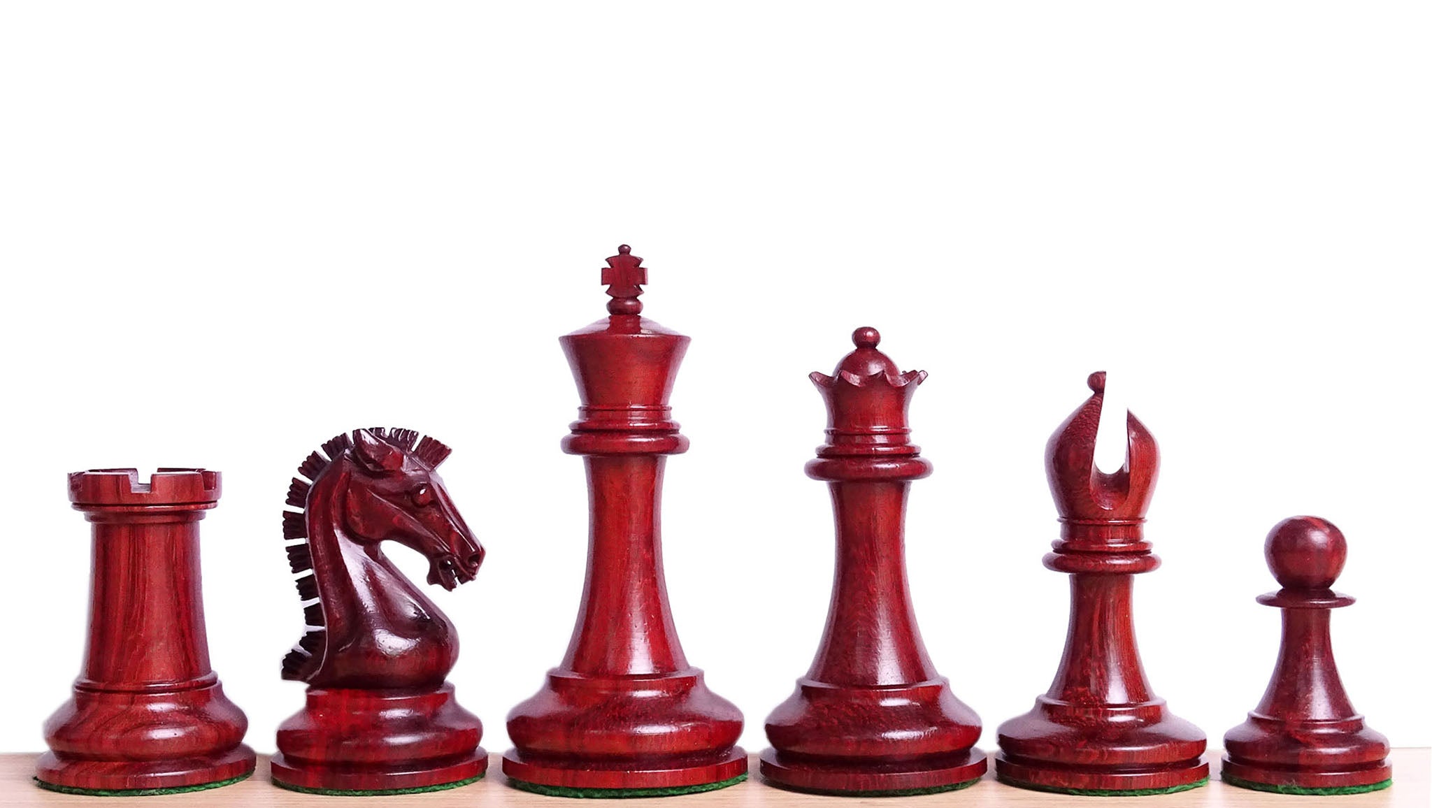 Repro of 2017 Sinquefield Cup Craftsman Triple Weighted Chess Pieces in Padauk Wood & Boxwood - 3.75 inch King