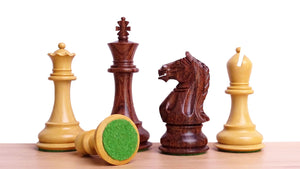 The Supreme Series Staunton Weighted Chess Pieces in Acacia Wood & Indian Boxwood - 4 inch King