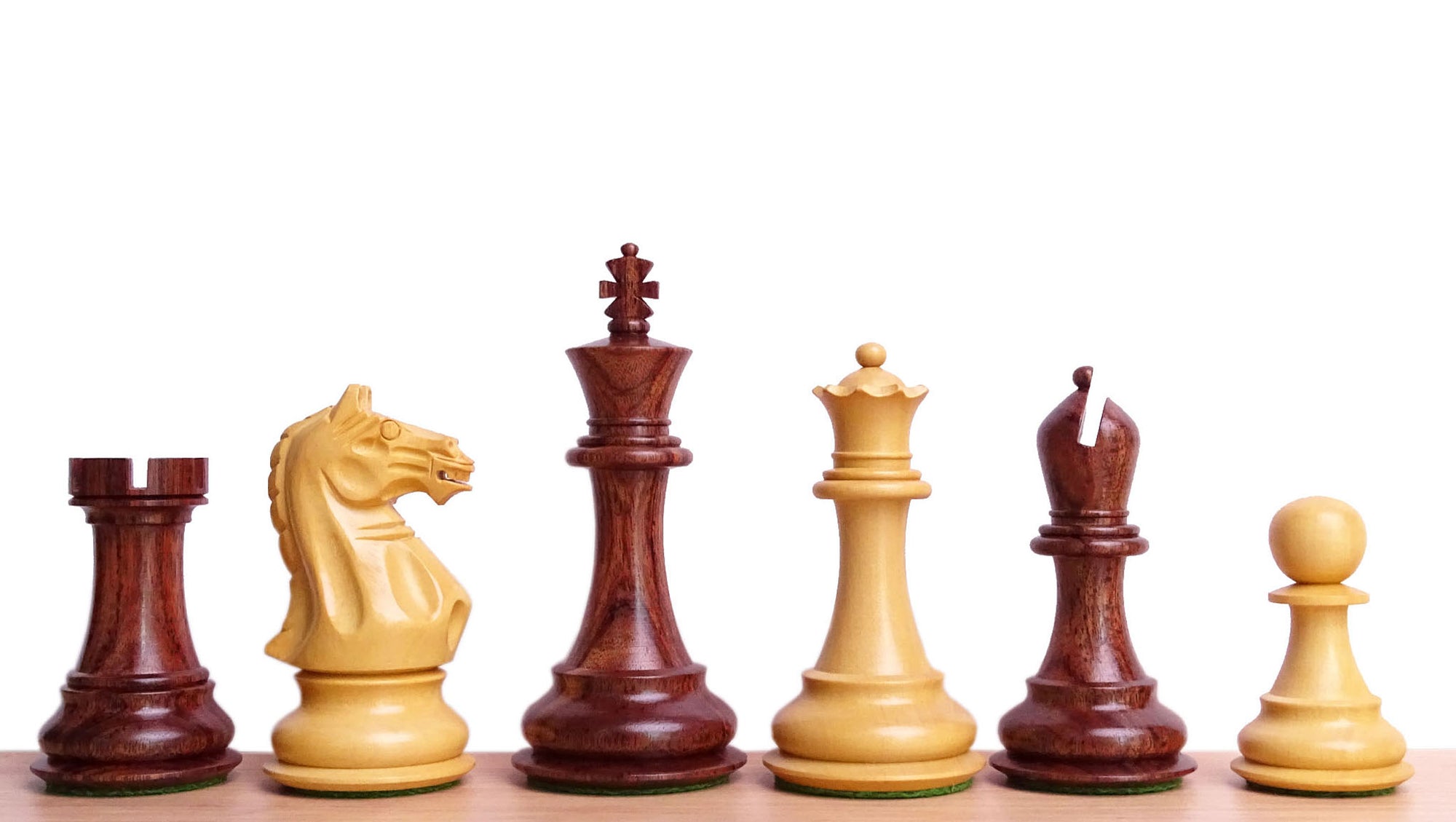 The Supreme Series Staunton Weighted Chess Pieces in Acacia Wood & Indian Boxwood - 4 inch King