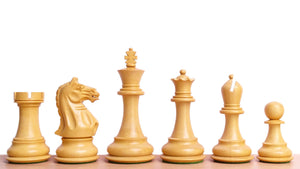 The Supreme Series Staunton Weighted Chess Pieces in Acacia Wood & Indian Boxwood - 4 inch King