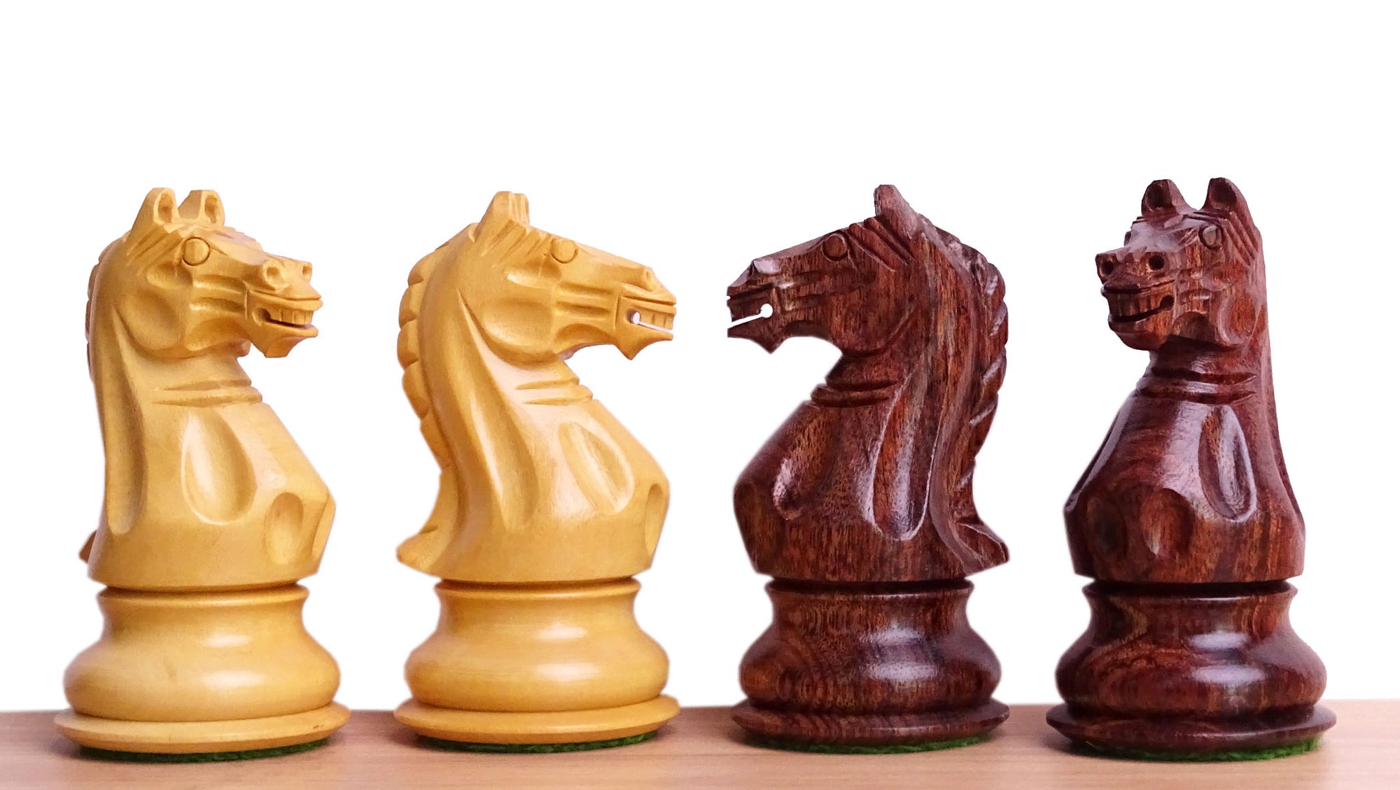 The Supreme Series Staunton Weighted Chess Pieces in Acacia Wood & Indian Boxwood - 4 inch King