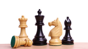 The Repro of 1930s-70s Hastings Chess Congress Set Wooden Chess Pieces in Genuine Ebony & Indian Boxwood - 4.0 inch