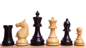 The Repro of 1930s-70s Hastings Chess Congress Set Wooden Chess Pieces in Genuine Ebony & Indian Boxwood - 4.0 inch