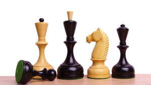 The Repro of 1950s Botvinnik Tournament Soviet Era Chess Pieces in Ebonized Boxwood - 4.4 inch King