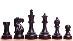 The Judit Polgar Repro Staunton Weighted Tournament Chess Pieces in Ebonized Boxwood - 3.75 Inch King