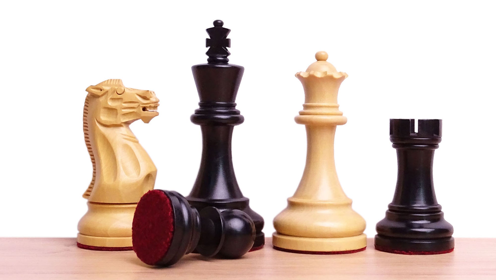 The Judit Polgar Repro Staunton Weighted Tournament Chess Pieces in Ebonized Boxwood - 3.75 Inch King