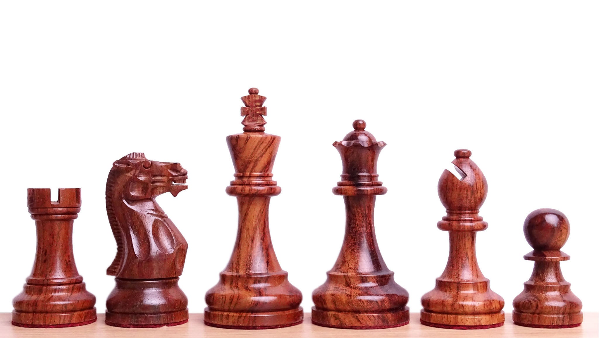 The Judit Polgar Repro Staunton Weighted Tournament Chess Pieces in Anjan Wood & Boxwood - 3.75 Inch King