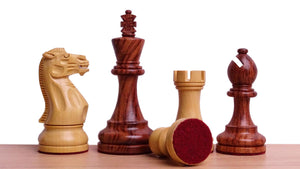 The Judit Polgar Repro Staunton Weighted Tournament Chess Pieces in Anjan Wood & Boxwood - 3.75 Inch King