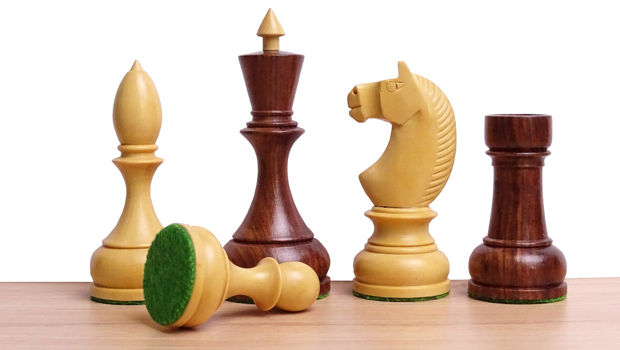 Circa 1930s "Leningrad Schoolboy" Soviet Chess Pieces 4.2 inch King in Sheesham & Boxwood - 1530 Grams