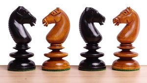 Circa 1840 Pre-Staunton Calvert Library Size Chessmen in Genuine Ebony & Antiqued Boxwood - 3.3 Inch King