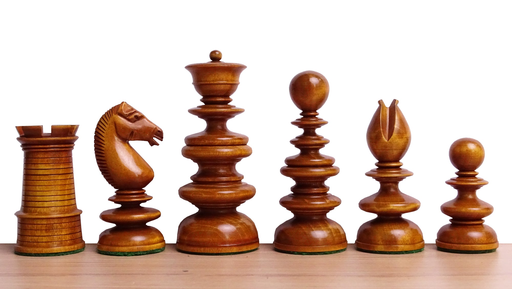 Circa 1840 Pre-Staunton Calvert Library Size Chessmen in Genuine Ebony & Antiqued Boxwood - 3.3 Inch King