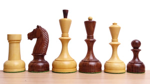 The Soviet Era 1950s Botvinnik Tournament Weighted Chess Pieces in Sheesham & Boxwood 4.4 inch King - 1480 Grams