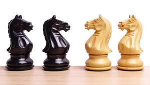 The 4 Inch Supreme Series Staunton Weighted Chess Pieces in Black Ebonized Wood & Boxwood - 1100 grams