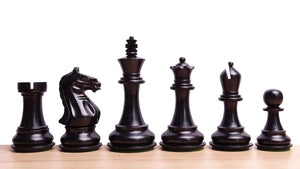 The Supreme Series Staunton Weighted Chess Pieces in Black Ebonized Wood & Boxwood - 4 inch King